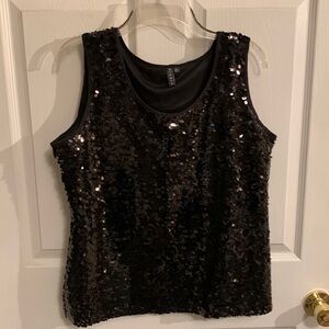 INOIS Sequined Scoop-Neck Tank Top
